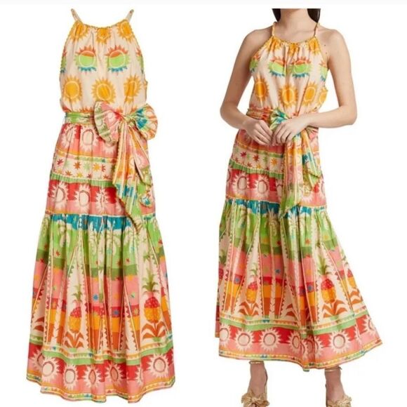 Farm Rio Rainbow Sunset Maxi Dress Size small NWT - Picture 8 of 8